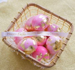 A Basket of Gold Foil Easter Eggs