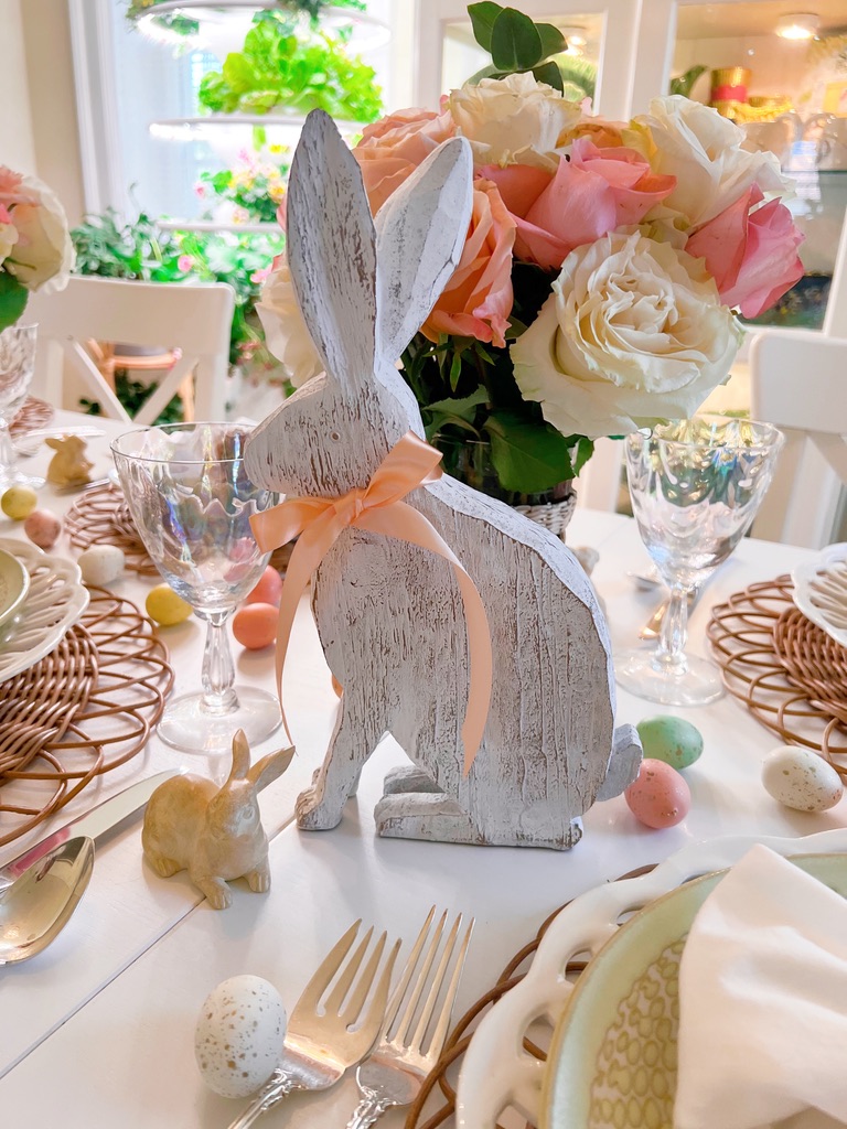 Easy & Elegant Blush & Bunnies Easter Tablescape