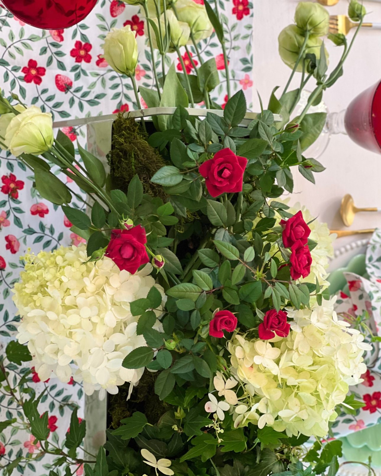 English Ivy & Rose Garden Tablescape