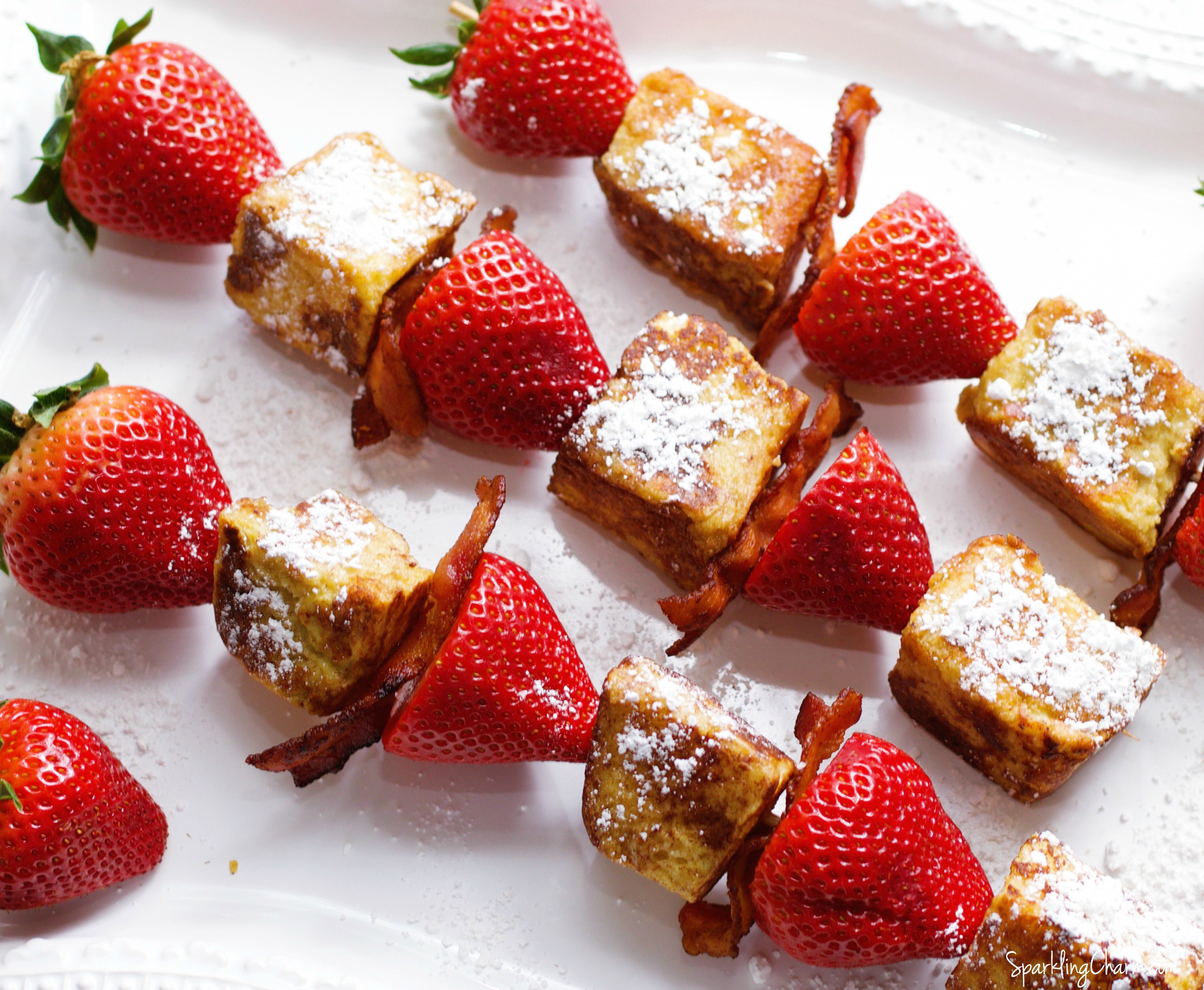 French Toast Kababs with Strawberries and Bacon