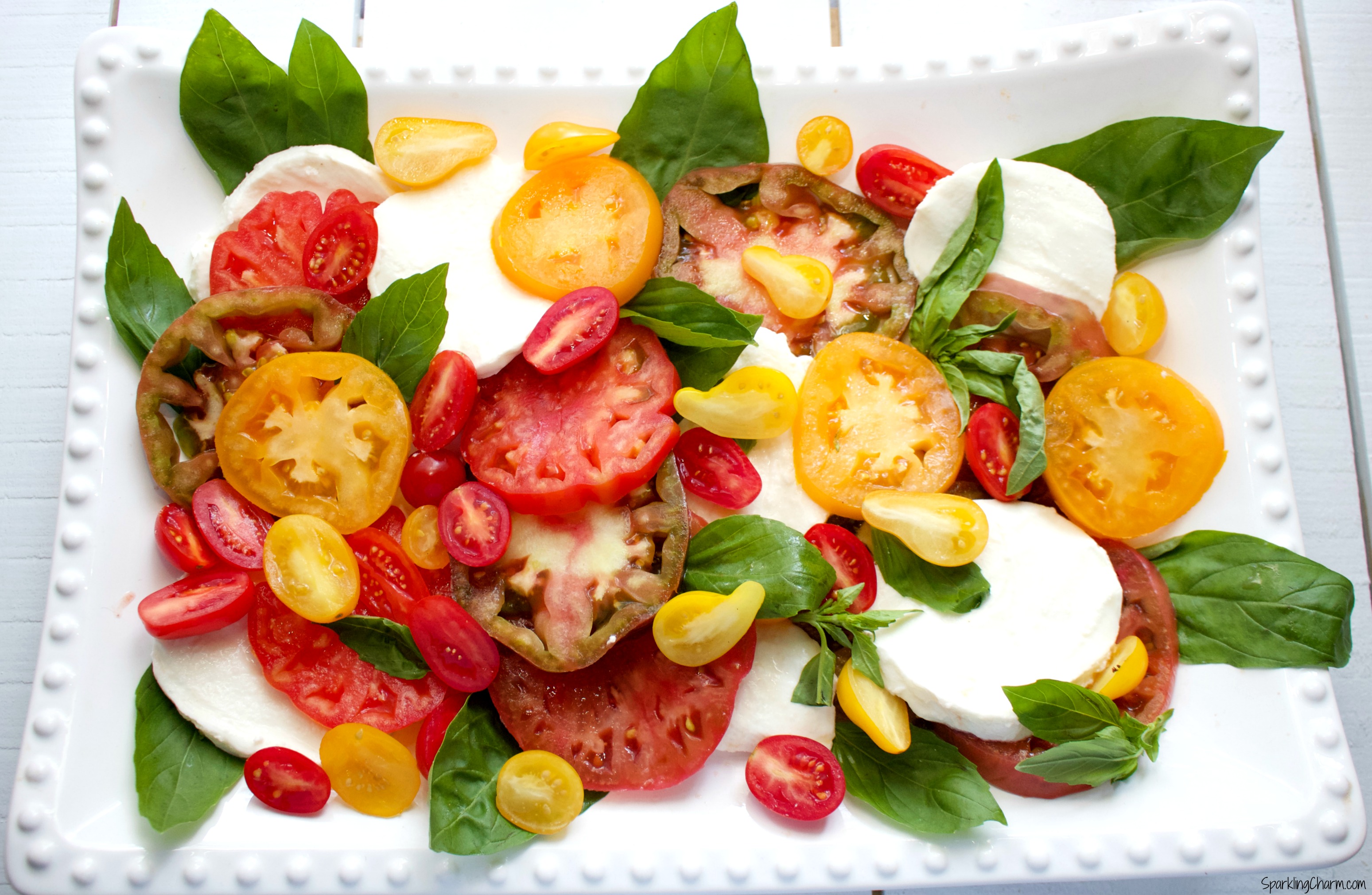 Hot Bacon Caprese Salad with Heirloom Tomatoes