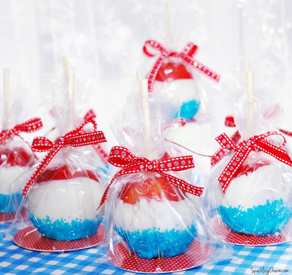 Patriotic 4th of July Red White & Blue Candied Apples