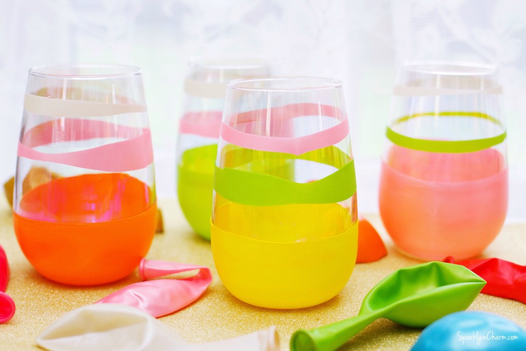 DIY Balloon Pop of Color Party Glasses